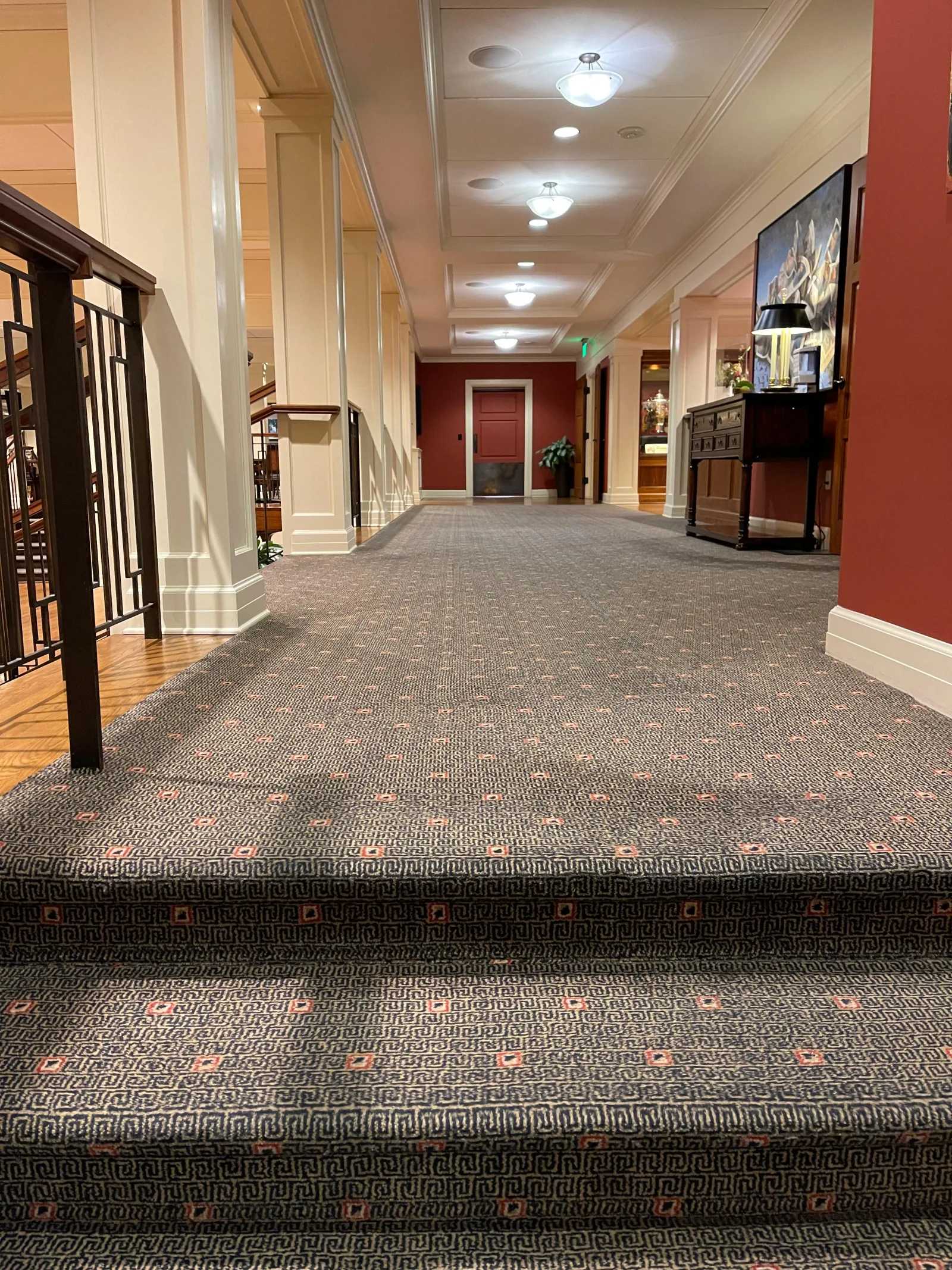 Office carpet after cleaning and shampooing